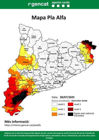 Tancats els accessos a la Serra de Llaberia per l’elevat perill d’incendi forestal